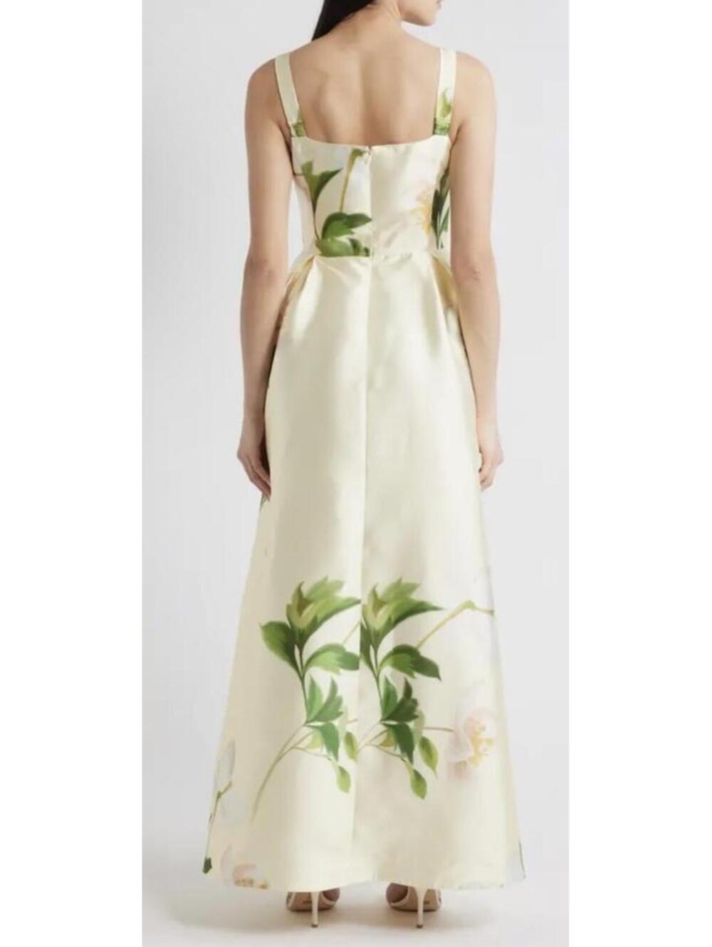 New Julia Jordan Floral Mikado Fit & Flare Gown In Yellow Multi Size 8 $248 - Picture 2 of 14